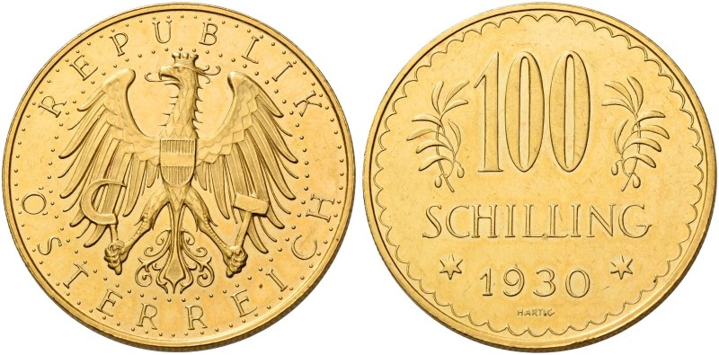 Monete d’oro europee. Austria. Repubblica, dal 1918. 

Da 100 scellini 1930 Vi...