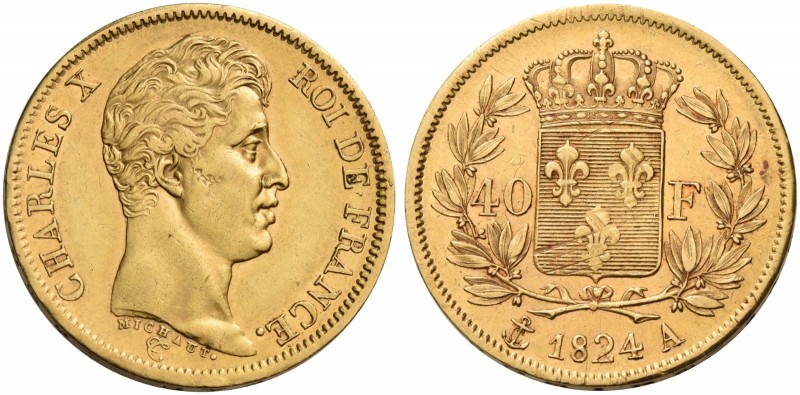 Monete d’oro europee. Francia. Carlo X, 1824-1830. 

Da 40 franchi 1824 Parigi...