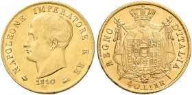Monete d’oro europee. Italia. Regno d'Italia. Napoleone I, 1805-1814. 

Da 40 lire 1810 (seconda cifra 1 su 0) Milano, AV 12,88 g. Friedberg 5. Paga...