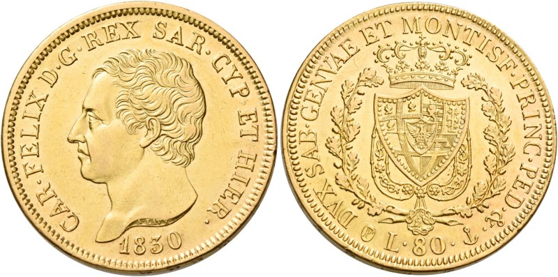 Monete d’oro europee. Italia. Savoia. Carlo Felice re di Sardegna, 1821-1831. 
...