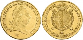 Monete d’oro europee. Italia. Ducato di Milano. Leopoldo II d'Asburgo-Lorena, 1790-1792. 

Sovrana 1790 Milano, AV 11,11 g. Friedberg 739. MIR 462/1...