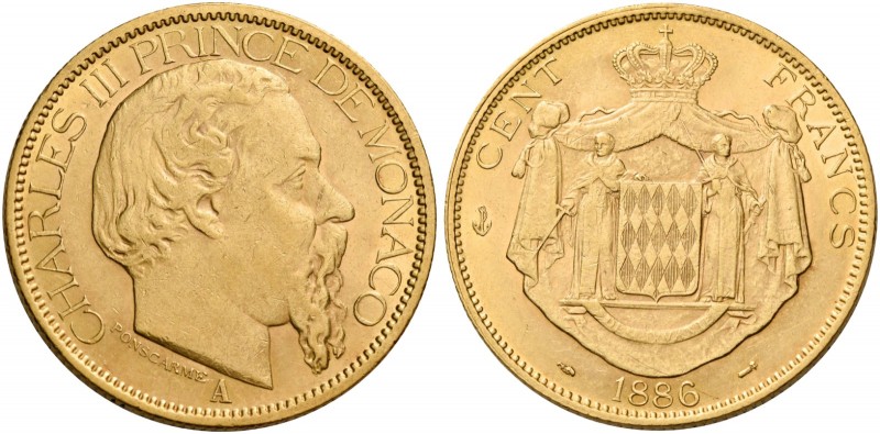 Monete d’oro europee. Monaco (Principato). Charles III, 1856-1889. 

Da 100 fr...