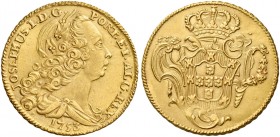 Monete d’oro europee. Portogallo. Dom José I, 1750-1777. 

Peça o 4 escudos 1753 Lisbona, AV 14,39 g. Friedberg 101. Gomes 41.16.
Rara. q.Fdc

Ex...