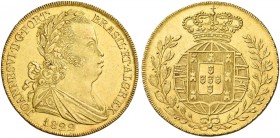 Monete d’oro europee. Portogallo. Dom Joao VI, 1822-1826. 

Peça 6400 reis o 4 escudos 1822 Lisbona, AV 14,32 g. Friedberg 128. Gomes 18.08.
Raro. ...