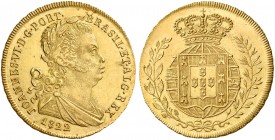 Monete d’oro europee. Portogallo. Dom Joao VI, 1822-1826. 

Medio Peça 3200 Reis o 2 escudos 1822 Lisbona, AV 7,15 g. Friedberg 129. Gomes 17.05.
R...