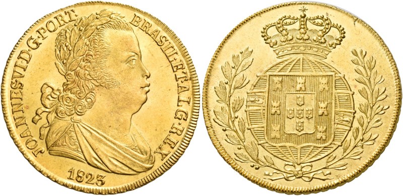 Monete d’oro europee. Portogallo. Dom Joao VI, 1822-1826. 

Peça 6400 reis 182...