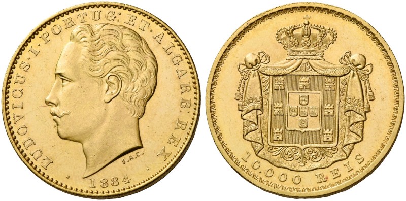 Monete d’oro europee. Portogallo. Louis I, 1861-1889. 

Da 10.000 reis 1884 Li...
