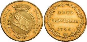 Monete d’oro europee. Svizzera. Repubblica di Berna. 

Doppio duplone 1795 Berna, AV 15,21 g. Friedberg 81. HMZ 2-211d.
Rara. Spl