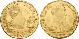 Monete d’oro dei paesi dell’Oltreoceano. Bolivia. Repubblica, dal 1825. 

Da 8 escudos 1832 Potosì, AV 27,02 g. Friedberg 21.
Spl

Ex PCGS AU55 n...