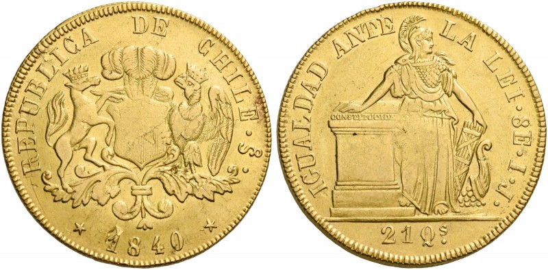 Monete d’oro dei paesi dell’Oltreoceano. Cile. Repubblica, dal 1818. 

Da 8 es...