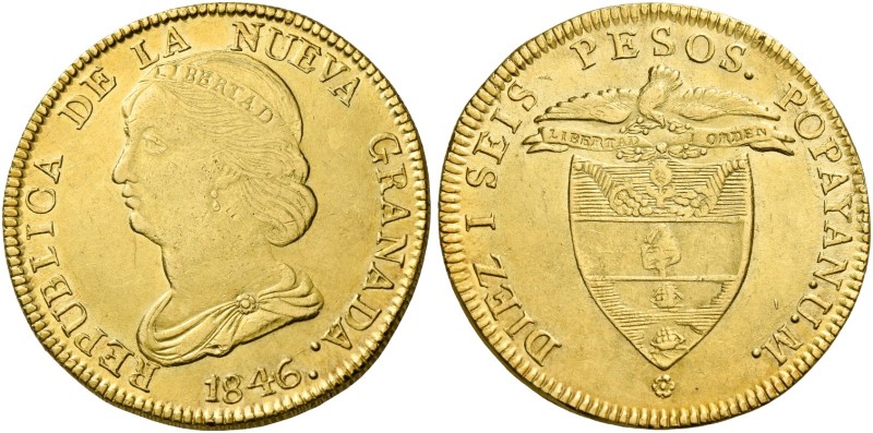 Monete d’oro dei paesi dell’Oltreoceano. Colombia. Repubblica di Nueva Granada, ...