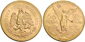 Monete d’oro dei paesi dell’Oltreoceano. Messico. Seconda Repubblica, dal 1867. 

Da 50 pesos 1946 Città del Messico, AV 41,71 g. Friedberg 172.
Fd...