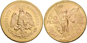 Monete d’oro dei paesi dell’Oltreoceano. Messico. Seconda Repubblica, dal 1867. 

Da 50 pesos 1947 Città del Messico, AV 41,70 g. Friedberg 172R.
F...