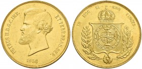 Monete d’oro dei paesi dell’Oltreoceano. Regno del Portogallo. Monetazione per il Brasile. Pedro II, 1831-1889. 

Da 20.000 reis 1856, AV 17,83 g. F...