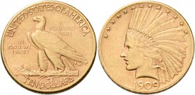 Monete d’oro dei paesi dell’Oltreoceano. Stati Uniti d’America. 

Da 10 dollari Indiano 1909 Philadelphia, AV 16,70 g. Friedberg 159.
Bello Spl...
