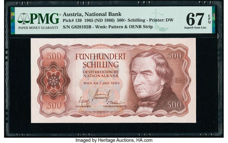 Austria Austrian National Bank 500 Schilling 1.7.1965 Pick 139 PMG Superb Gem Un...