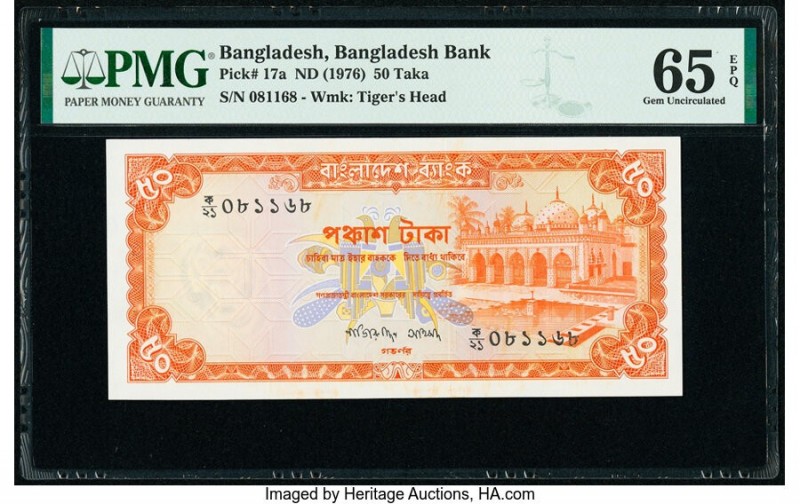 Bangladesh Bangladesh Bank 50 Taka ND (1976) Pick 17a PMG Gem Uncirculated 65 EP...