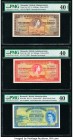 Bermuda Bermuda Government 5; 10 Shillings; 1 Pound 1957 Pick 18b; 19b; 20c Three Examples PMG Extremely Fine 40 EPQ; Extremely Fine 40 (2). Minor rus...