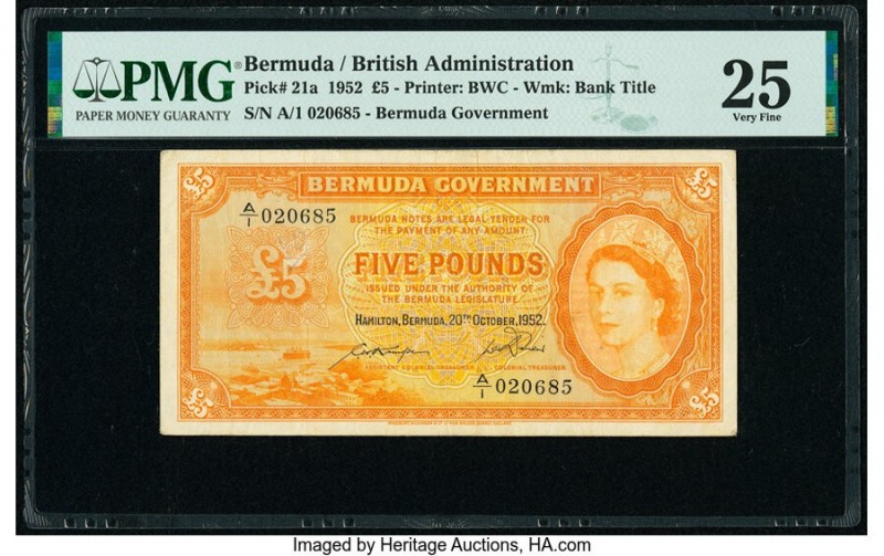 Bermuda Bermuda Government 5 Pounds 20.10.1952 Pick 21a PMG Very Fine 25. 

HID0...