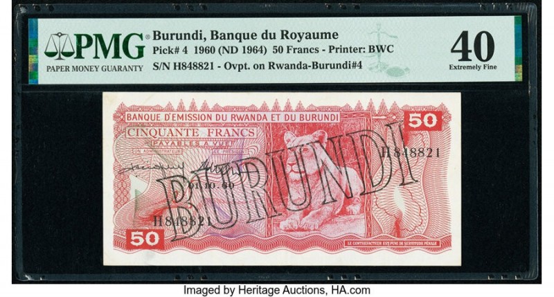 Burundi Banque du Royaume du Burundi 50 Francs 1960 (ND 1964) Pick 4 PMG Extreme...