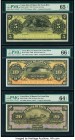 Costa Rica Banco de Costa Rica 5; 10; 20 Pesos 1899 Pick S163r1; S164r; S165r Three Remainders PMG Gem Uncirculated 65 EPQ; Gem Uncirculated 66 EPQ; C...