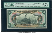 Ecuador Banco Central del Ecuador 50 Sucres ND (1939-49) Pick 94s Specimen PMG Superb Gem Unc 67 EPQ. Three POCs.

HID09801242017

© 2020 Heritage Auc...