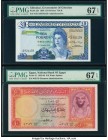 Egypt National Bank of Egypt 10 Pounds 1952-60 Pick 32 PMG Superb Gem Unc 67 EPQ; Gibraltar Government of Gibraltar 10 Pounds 1986 Pick 22b PMG Superb...