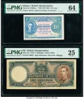 Fiji Government of Fiji 5 Shillings 1.1.1942 Pick 37e PMG Very Fine 25. Malaya Board of Commissioners of Currency 10 Cents 1941 (ND 1945) Pick 8a KNB8...