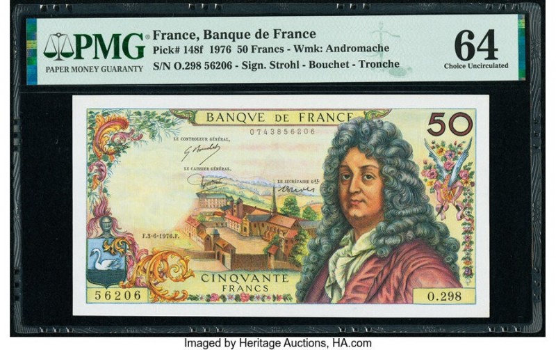 France Banque de France 50 Francs 3.6.1976 Pick 148f PMG Choice Uncirculated 64....