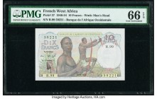 French West Africa Banque de l'Afrique Occidentale 10 Francs 10.4.1953 Pick 37 PMG Gem Uncirculated 66 EPQ. 

HID09801242017

© 2020 Heritage Auctions...