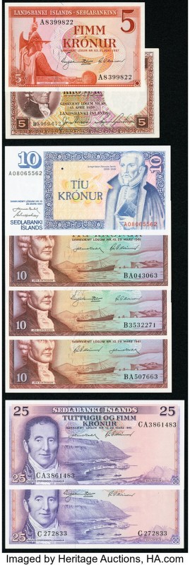 Iceland Group Lot of 13 Examples Majority Crisp Uncirculated. The 1928 5 Kronur ...