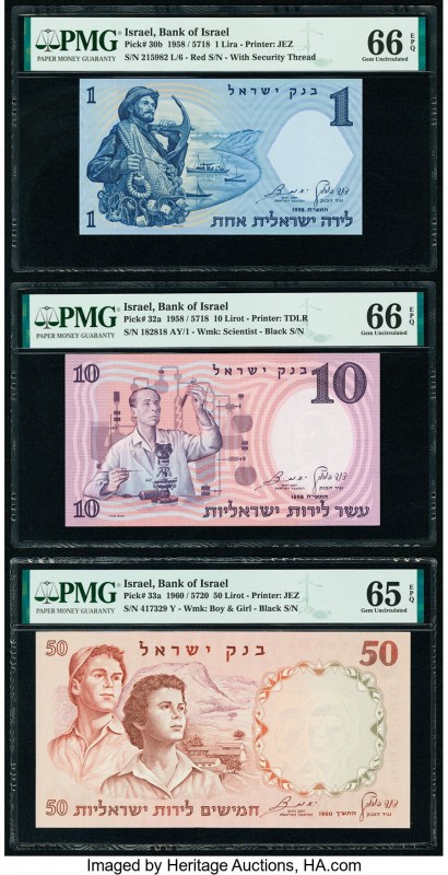 Israel Bank of Israel 1 Lira; 10; 50 Lirot 1958 (2); 1960 Pick 30b; 32a; 33a Thr...