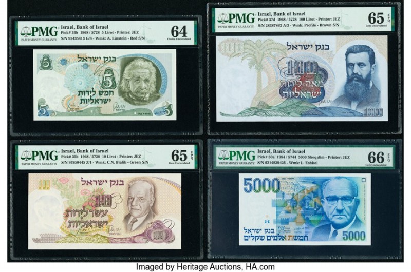 Israel Bank of Israel 5; 10; 100 Lirot; 5000 Sheqalim 1968 (3); 1984 Pick 34b; 3...