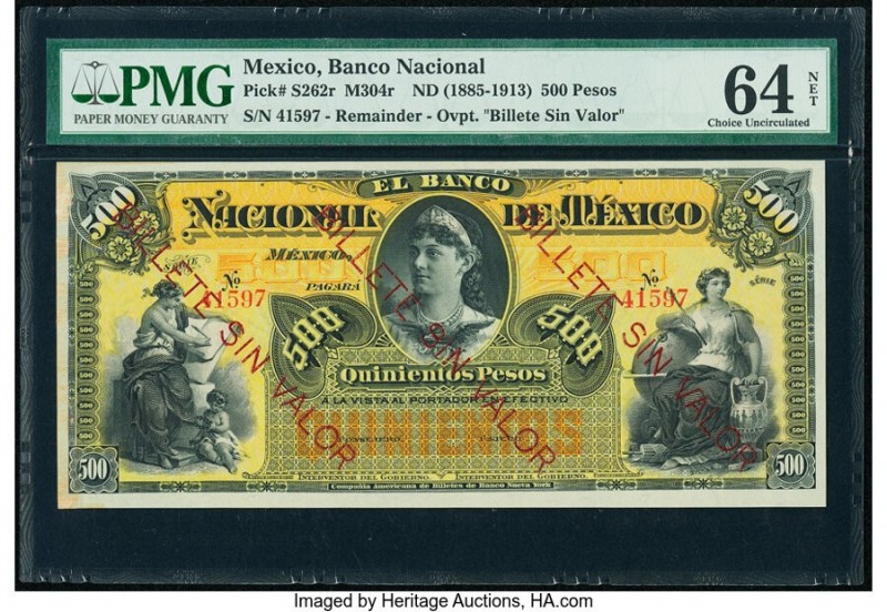 Mexico Banco Nacional de Mexicano 500 Pesos ND (1885-1913) Pick S262r s M304r Re...