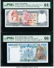 Nepal Central Bank of Nepal 1000 Rupees ND (1981) Pick 36b PMG Choice Uncirculated 64 EPQ; West African States, Senegal 5000 Francs 1995 Pick 713Kd PM...