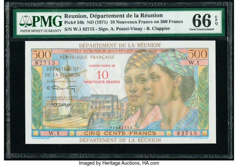 Reunion Departement de la Reunion 10 Nouveaux Francs on 500 Francs ND (1971) Pic...