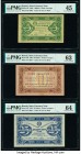 Russia State Currency Notes 5; 10; 25 Rubles 1923 Pick 157; 158; 159 Three Examples PMG Choice Extremely Fine 45; Choice Uncirculated 63; Choice Uncir...