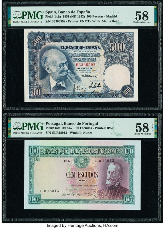 Spain Banco de Espana 500 Pesetas 15.11.1951 Pick 142a PMG Choice About Unc 58; ...