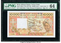 West African States Banque Centrale des Etats de L'Afrique de L'Ouest, Cote d'Ivoire 10,000 Francs ND (1977-92) Pick 109Ad PMG Choice Uncirculated 64....