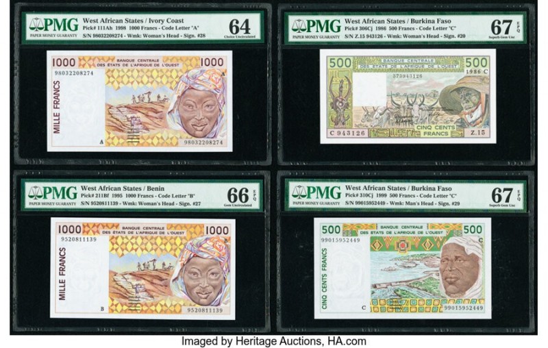 West African States Group Lot of 8 Graded Examples PMG Superb Gem Unc 67 EPQ (5)...