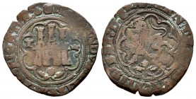 Fernando e Isabel (1474-1504). 2 maravedís. Toledo. (Cal-112 var). (Rs-791). Ae. 4,43 g. Castillo entre T y corona. Orla lobulada en anverso y reverso...