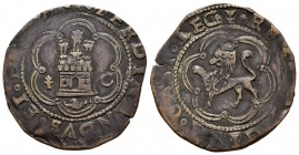 Fernando e Isabel (1474-1504). 4 maravedís. Cuenca. (Cal-142). Rev.: ...·LEG (Cuenco)*. Ae. 7,24 g. Castillo entre armiño y C. MBC. Est...35,00. 

E...