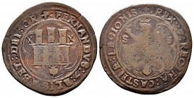 Fernando e Isabel (1474-1504). 4 maravedís. Sevilla. (Cal-149). (Rs-725). Ae. 10,71 g. Castillo entre X - X y león entre S - S. Leyendas completas. MB...