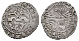 Fernando e Isabel (1474-1504). 1/4 real. Granada. (Cal-160 var). (Lf-D4.2.1). Anv.: + FERNANDVS· ET EISA..... Rev.: + RE(X: E)T REGINA(· CA)ST· IIG. A...
