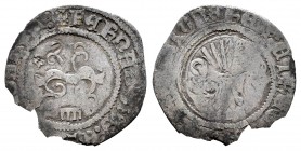 Fernando e Isabel (1474-1504). 1/4 real. Segovia. (Cal-171). (Lf-no cita). Ag. 0,54 g. Acueducto en anverso. Pocos ejemplares conocidos. No figuraba e...