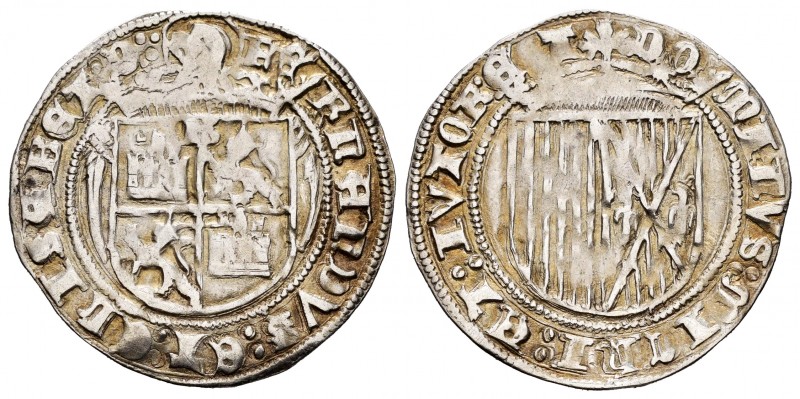 Fernando e Isabel (1474-1504). 1 real. Burgos. (Cal-294). (Lf-C1.0.1). Ag. 3,19 ...