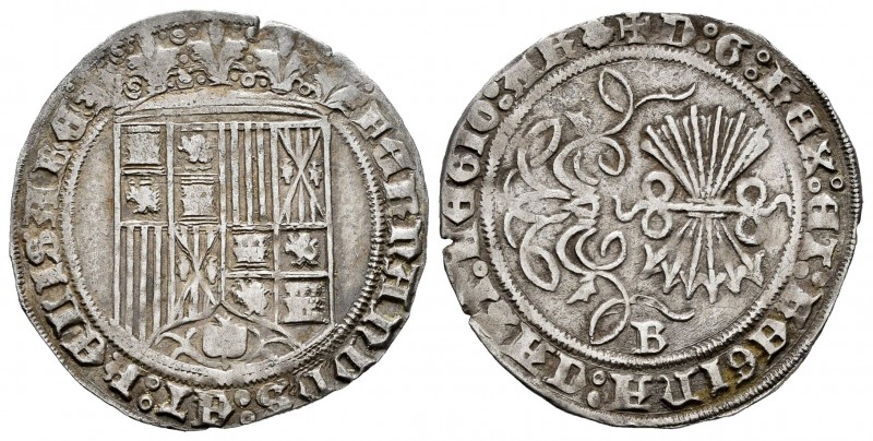 Fernando e Isabel (1474-1504). 1 real. Burgos. (Cal-301). (Lf-F1.4.2.2). Anv.: F...