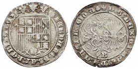 Fernando e Isabel (1474-1504). 1 real. Burgos. (Cal-301). (Lf-F1.4.2.5). Anv.: ...*hELISABE. Rev.: ...CAST: LEGIO: A. Ag. 3,22 g. Venera en la leyenda...