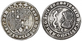 Fernando e Isabel (1474-1504). 1 real. Granada. (Cal-360). (Lf-F4.2.8). Anv.: FERNANDVS : ET HELISABET · D : G : RE. Rev.: + ET REGINA : CAST · LIGIO ...