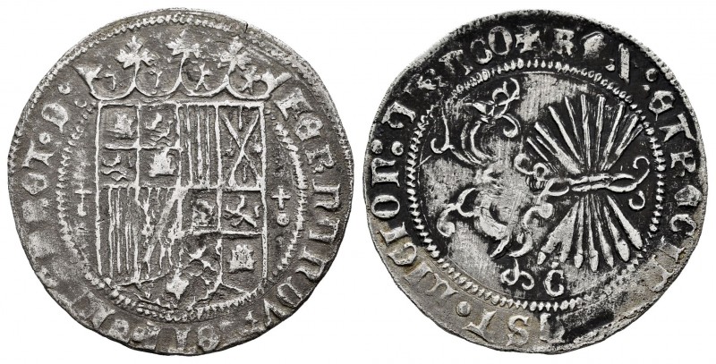 Fernando e Isabel (1474-1504). 1 real. Granada. (Cal-362). (Lf-F4.3.1). Anv.: FE...